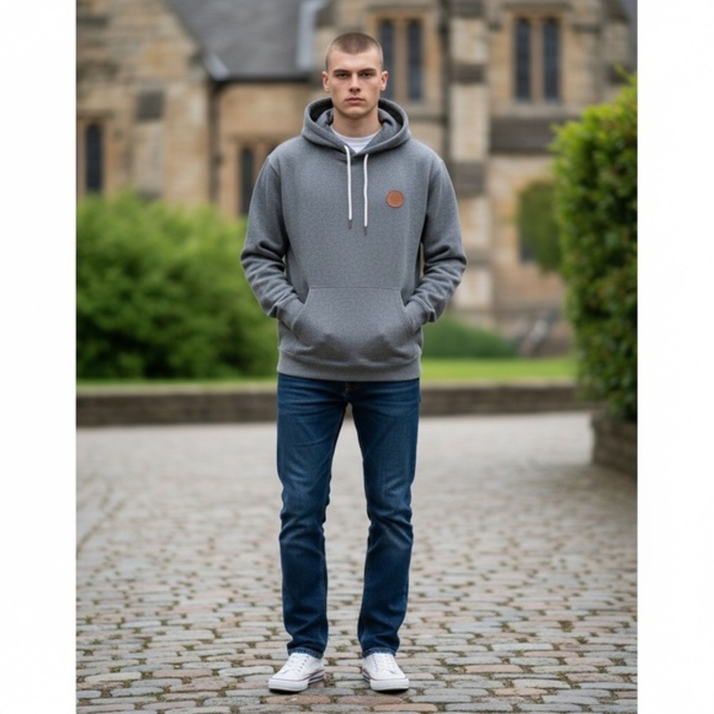 Quiksilver Keller Heather Gray Hoodie with Tan Patch
